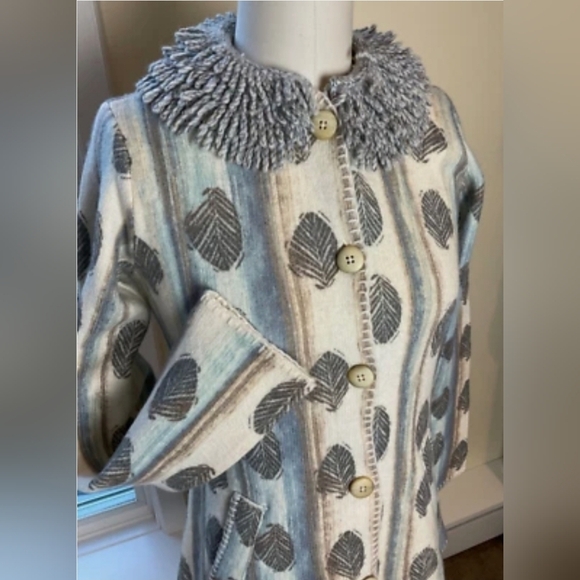 Sigrid Olsen 100% Wool Button Down Cardigan Sweater Size M Boho Grandmacore Leaf - Picture 1 of 11